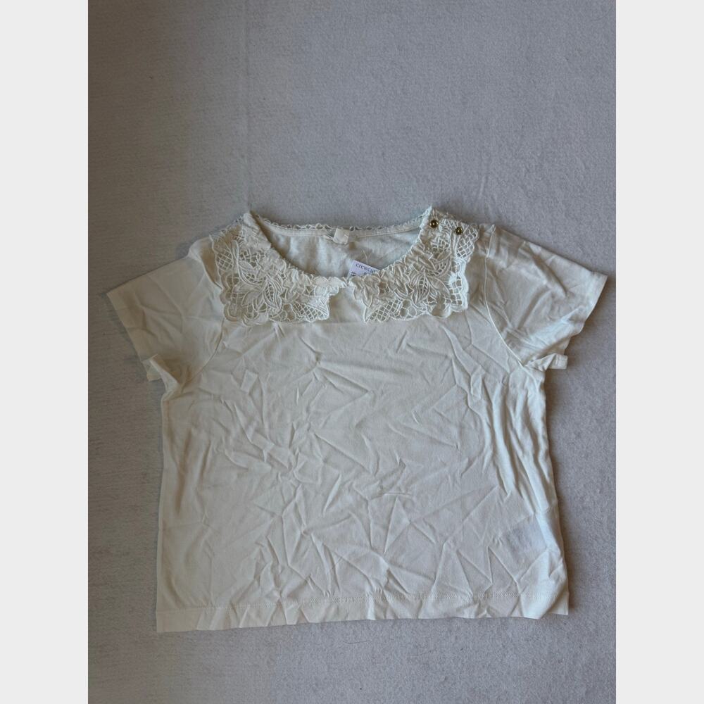 Crewcuts by J.Crew Girls' Lace-Collar T-Shirt Size XL Creaam White NWT